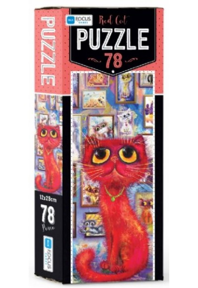 Blue Focus Red Cat - Puzzle 78 Parça