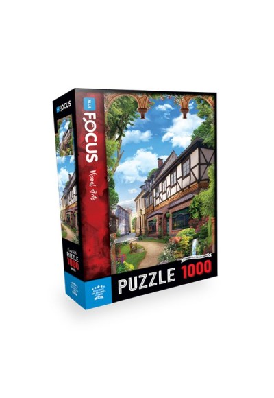 Blue Focus 1000 Parça Puzzle Old Street And Arch Wıht Flower