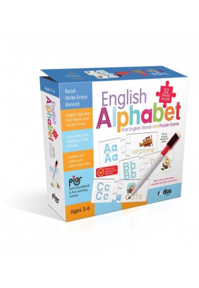 English Alphabet - First English Words and Puzzle Game - 52 Pieces Puzzle - Ages 3-6