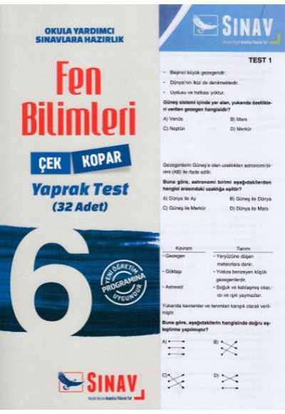Sınav 6. Sınıf Fen Bilimleri Çek Kopar Yaprak Test (Yeni)