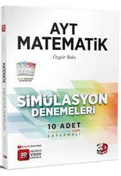 3D Yayınları AYT Matematik 10 lu Simülasyon  Denemeleri Video Çözümlü