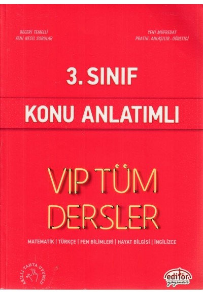 Editör 3. Sınıf VIP Tüm Dersler Konu Anlatımlı Kırmızı Kitap (Yeni)