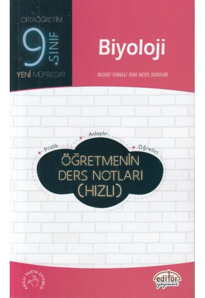 Editör 9. Sınıf Biyoloji Öğretmenin Ders Notları (Hızlı)