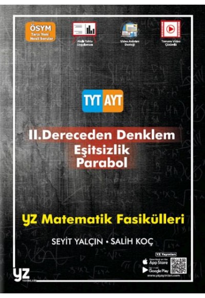 YZ Yayınları TYT - AYT Matematik Fasikülleri 2. Dereceden Denklem - Eşitsizlik - Parabol