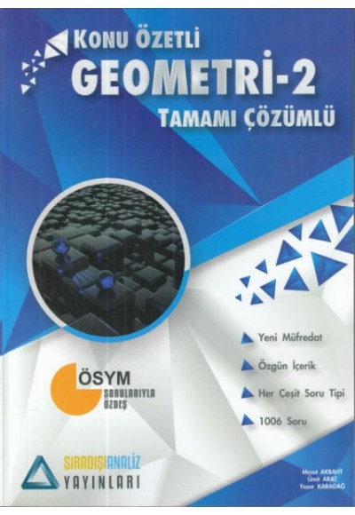 Sıradışı Analiz Geometri 2 Konu Özetli Tamamı Çözümlü Soru Bankası