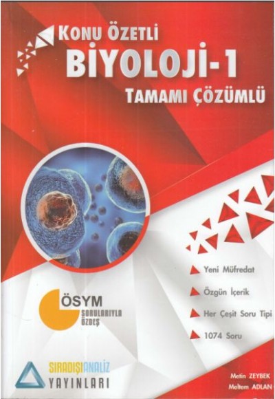 Sıradışı Analiz Konu Özetli Biyoloji 1 Tamamı Çözümlü Soru Bankası