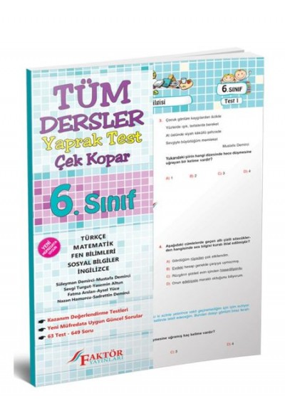 Faktör 6. Sınıf Tüm Dersler Yaprak Test (Yeni)