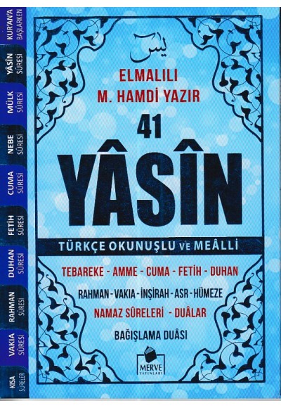 41 Yasin Çanta Boy Türkçe Okunuşlu ve Mealli Mavi Kapak