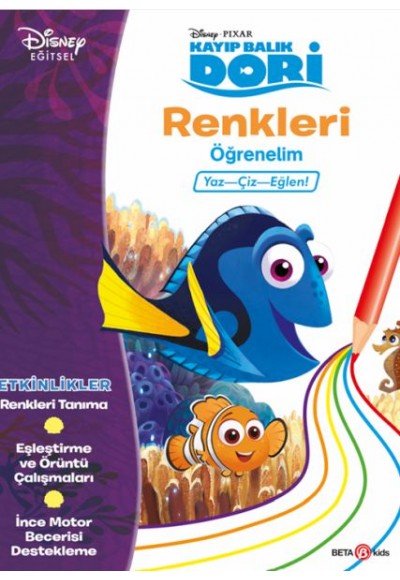 Disney Kayıp Balık Dori Renkleri Öğrenelim Yaz-Çiz-Eğlen!