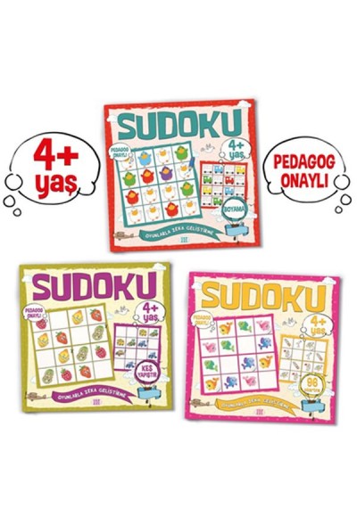 Çocuklar İçin Sudoku Seti (4+ Yaş) 3 Kitap Takım