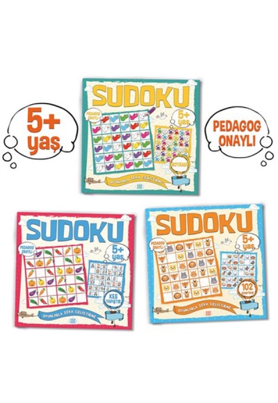 Çocuklar İçin Sudoku Seti (5+ Yaş) 3 Kitap Takım